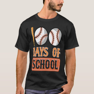 100 Days Of School Themed Baseball Player Teacher T-Shirt
