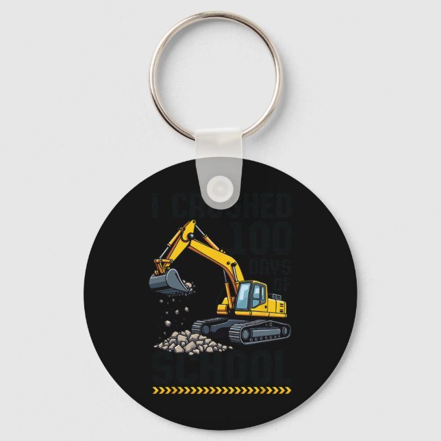 100 Days Of School Toddler Boy Construction Vehicl Key Ring (Front)