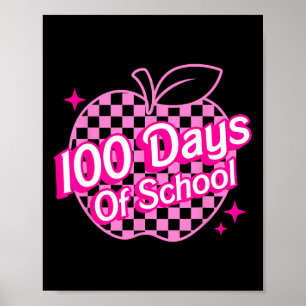 100 Days Of School Trendy Apples Teacher Kid  Poster