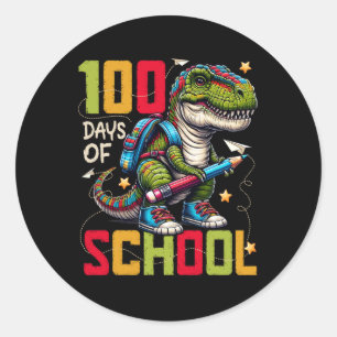 100 Days Of School Trex 100 Days Smarter 100th Day Classic Round Sticker