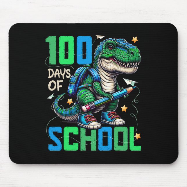 100 Days Of School Trex 100 Days Smarter 100th Day Mouse Pad (Front)