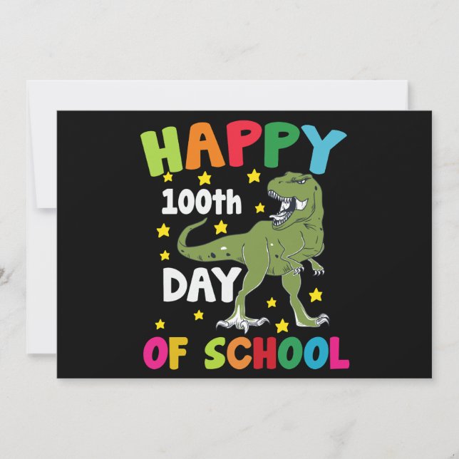 100 Days Of School Trex 100th Day of School  Invitation (Front)