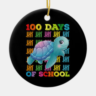 100 Days Of School Turtle Teacher Student Ceramic Tree Decoration