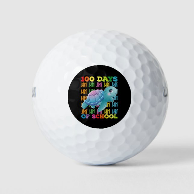 100 Days Of School Turtle Teacher Student Golf Balls (Front)