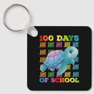 100 Days Of School Turtle Teacher Student Key Ring