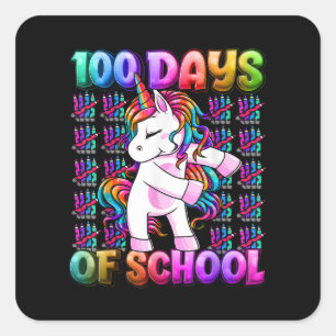 100 Days Of School Unicorn 100 Days Smarter 100th Square Sticker