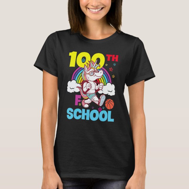 100 Days Of School Unicorn 100 Days Smarter 100th  T-Shirt (Front)