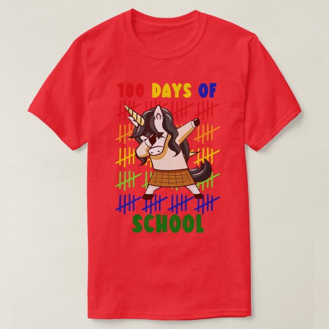 100 Days Of School Unicorn 16 T-Shirt (Design Front)