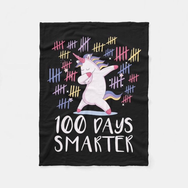 100 Days Of School Unicorn  Fleece Blanket (Front)