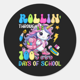 100 Days Of School Unicorn Girls 100th Day Classic Round Sticker
