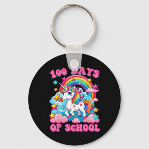 100 Days Of School Unicorn Girls Cute 100th Day Key Ring