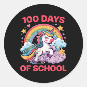 100 Days Of School Unicorn Girls Teacher 100th Classic Round Sticker