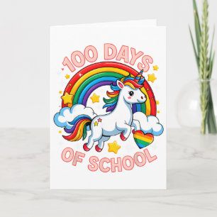 100 Days Of School Unicorn Girls Teacher 100th Day Card