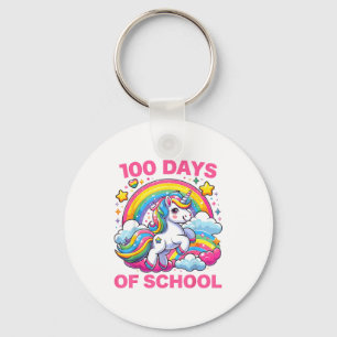 100 Days Of School Unicorn Girls Teacher 100th Day Key Ring