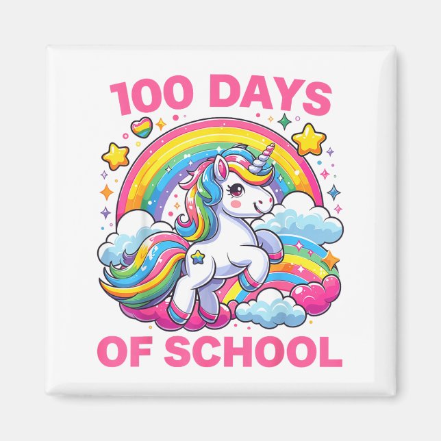 100 Days Of School Unicorn Girls Teacher 100th Day Magnet (Front)