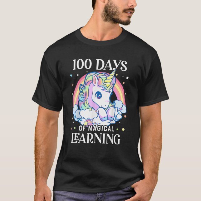 100 Days Of School Unicorn Girls Teacher 100th Day T-Shirt (Front)