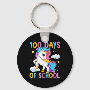 100 Days Of School Unicorn Girls Teacher 100th Key Ring