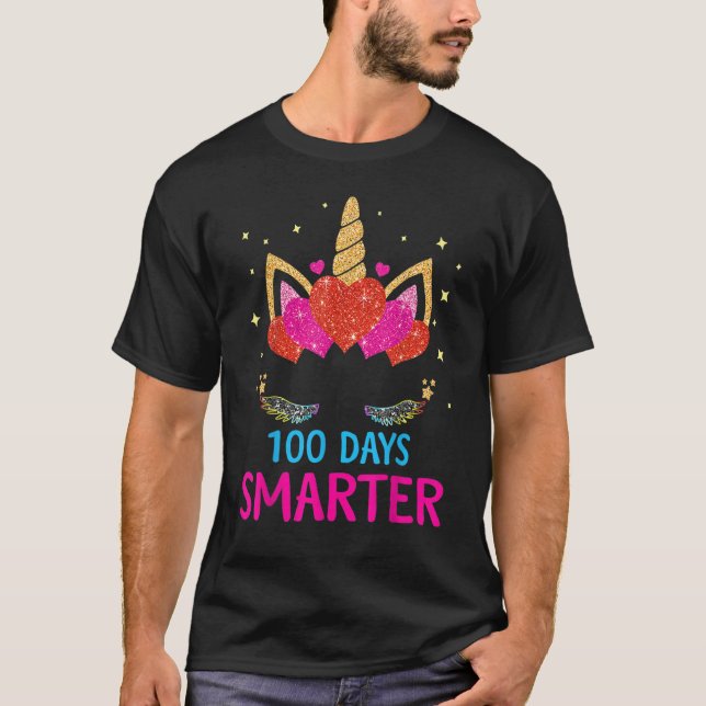 100 Days Of School Unicorn Happy 100th Day Teacher T-Shirt (Front)