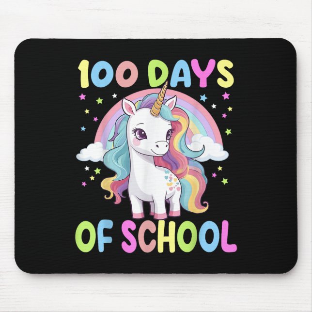 100 Days Of School Unicorn Rainbow Teacher Girls T Mouse Pad (Front)