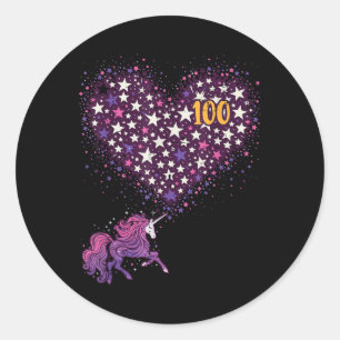 100 Days Of School Unicorn Stars 100th Day Women Classic Round Sticker