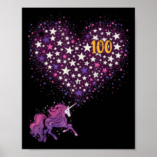 100 Days Of School Unicorn Stars 100th Day Women Poster