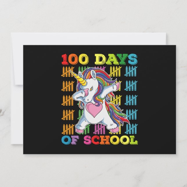 100 Days Of School Unicorn Teacher Invitation (Front)