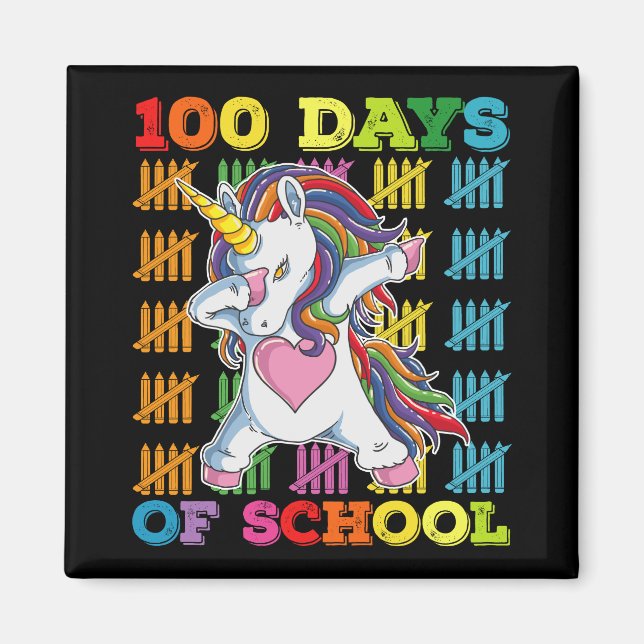 100 Days Of School Unicorn Teacher Magnet (Front)