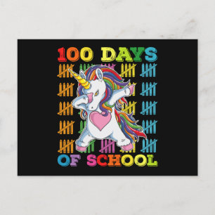 100 Days Of School Unicorn Teacher Postcard
