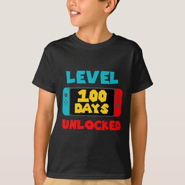 100 Days Of School Unlocked 100th Day Video Gamer  T-Shirt (Front)