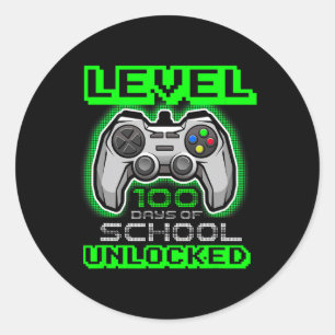 100 Days Of School Unlocked Boys Girls Kids Video Classic Round Sticker