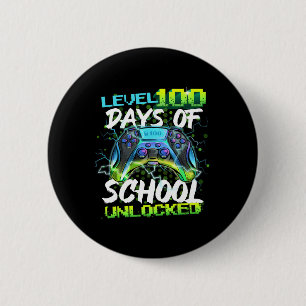 100 Days Of School Unlocked Gamer Boy Girl Video G 6 Cm Round Badge