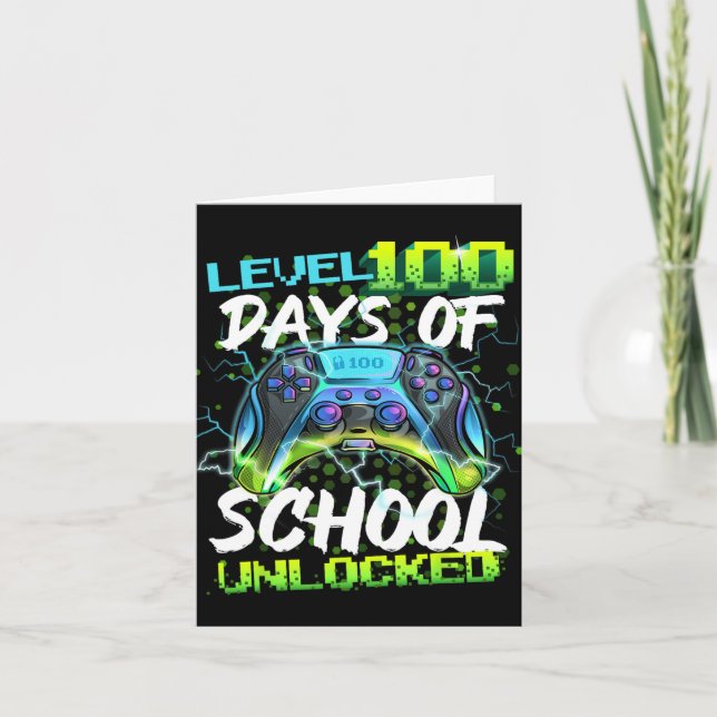 100 Days Of School Unlocked Gamer Boy Girl Video G Card (Front)