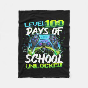 100 Days Of School Unlocked Gamer Boy Girl Video G Fleece Blanket