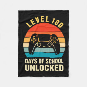 100 Days Of School Unlocked Gamer Video Games Boys Fleece Blanket