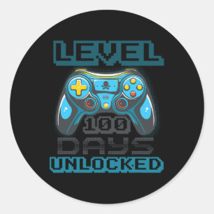 100 Days Of School Unlocked Video Game Boys Girls  Classic Round Sticker