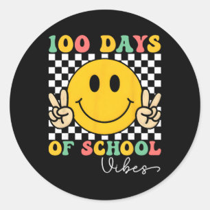 100 Days Of School Vibes Teacher Kids 100th Day Of Classic Round Sticker