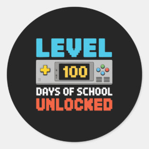 100 Days Of School Video Gamer Boys Kids 100 Days  Classic Round Sticker