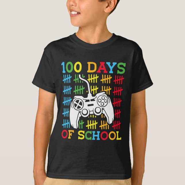 100 Days of School Video Games Controller Gaming K T-Shirt (Front)