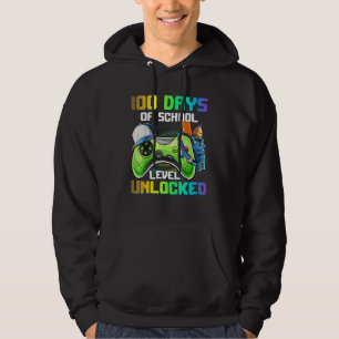 100 Days of School Video Games Level Unlocked Game Hoodie