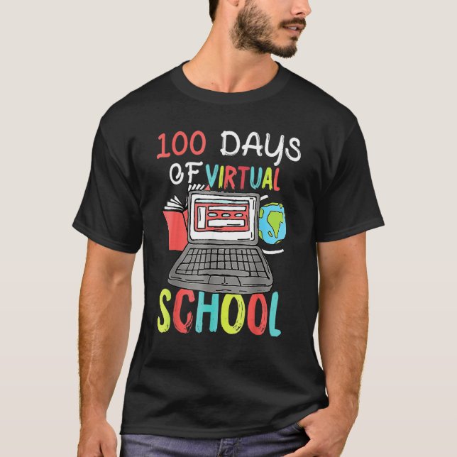 100 Days Of School Virtual Learning Distance Quara T-Shirt (Front)