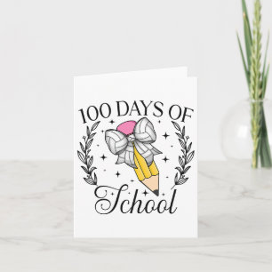 100 Days Of School Volleybyll Coquette Pencil Bow  Card