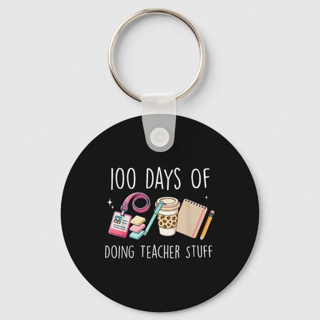 100 Days Of School Women Teacher Graphic 100th Key Ring (Front)
