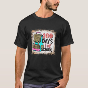 100 Days Of Schoool Leopard Backpack 100th Day Of  T-Shirt
