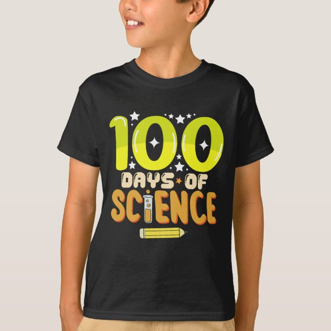 100 Days of Science 100th Day of School Teacher T-Shirt (Front)