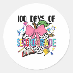 100 Days Of Second Grade Happy 100 Days Of School  Classic Round Sticker