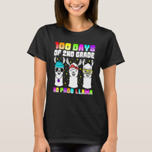 100 Days of Second Grade No Probllama Shirts, 2nd  T-Shirt