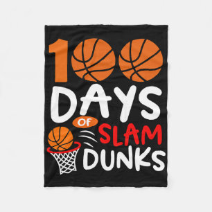 100 Days Of Slam Dunks Bysketbyll Fun 100th Day Of Fleece Blanket