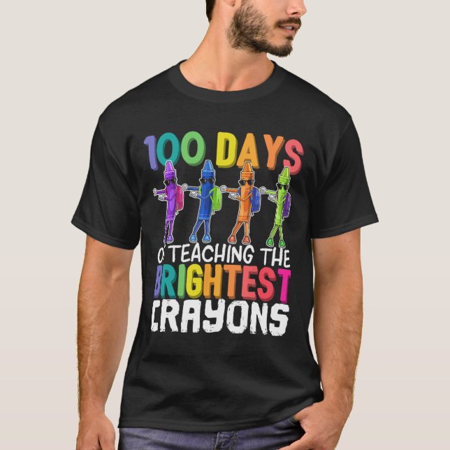 100 Days of Teaching the Brightest Crayons Flossin T-Shirt (Front)