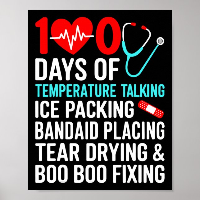 100 Days Of Temperature School Nurse 100th Day Of  Poster (Front)