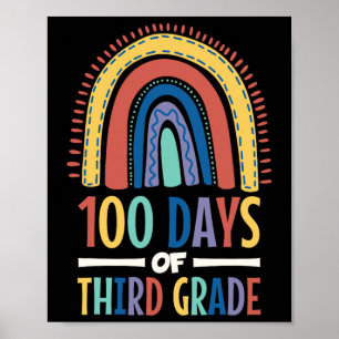 100 Days Of Third Grade Rainbow Happy 100th Day Of Poster